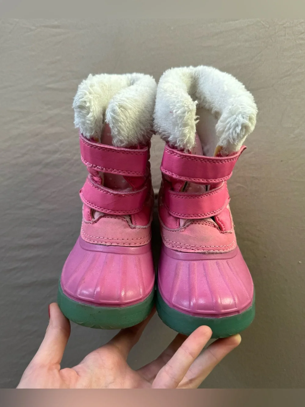 Carters Faux Fur Quilted Pink Snow Boots